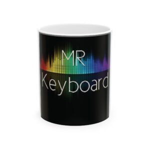 Keyboard Music Mug — Mr. Keyboard Rainbow Audio Wave Ceramic Coffee Cup (11oz, 15oz)