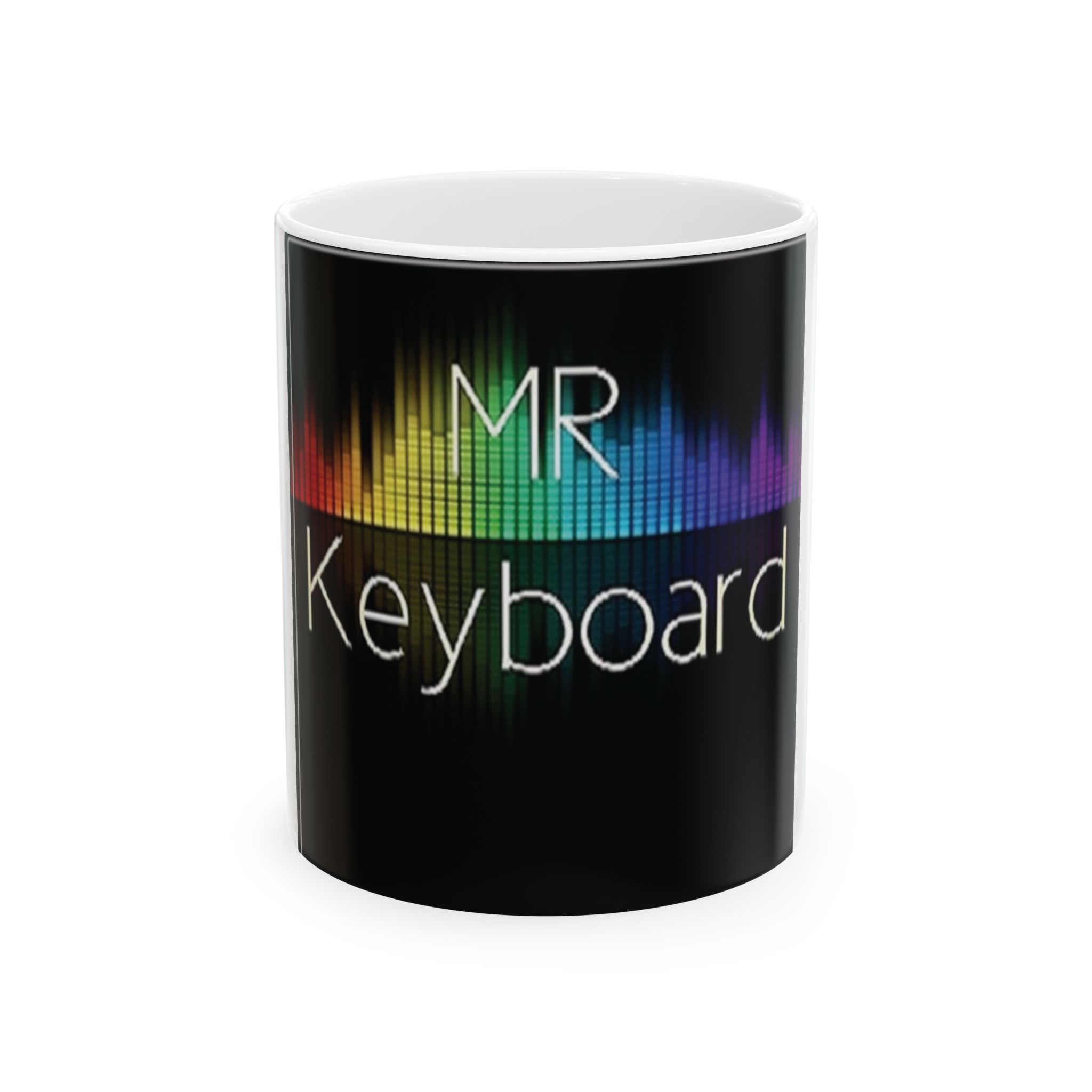 Keyboard Music Mug — Mr. Keyboard Rainbow Audio Wave Ceramic Coffee Cup (11oz, 15oz)